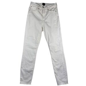 J. Crew Jeans Womens 10" High Rise Toothpick Skinny White Size 27 Raw Hem Denim